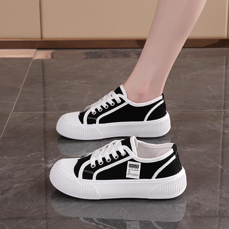 Popular canvas shoes women's spring summer autumn new Internet celebrity board shoes Korean version versatile 2025 new white shoes 133