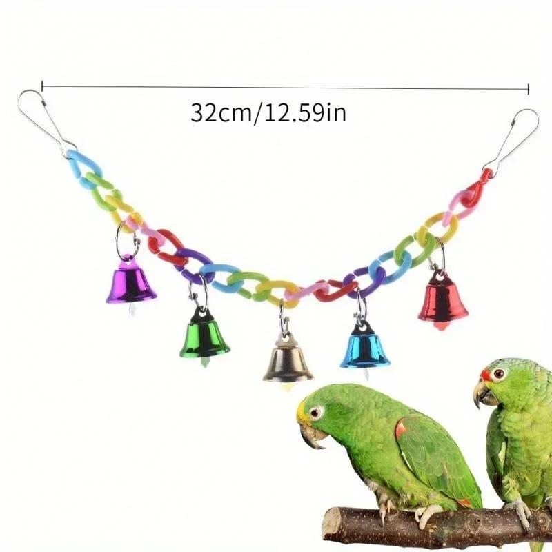 Parrot Toys Bird Suspension Bridge Bird Cage Swing Toy With Bell Pet Supplies Random Color