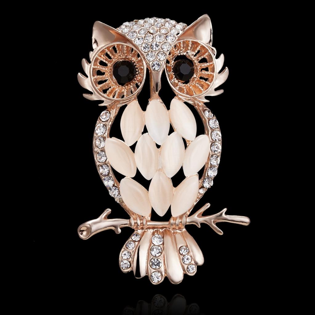 Exquisite Wearing Crown Opal Cat Brooch For Women Men Elegant Crystal Lovely Cartoon Kitten Owl Buckle Lapel Pins Party Jewelry