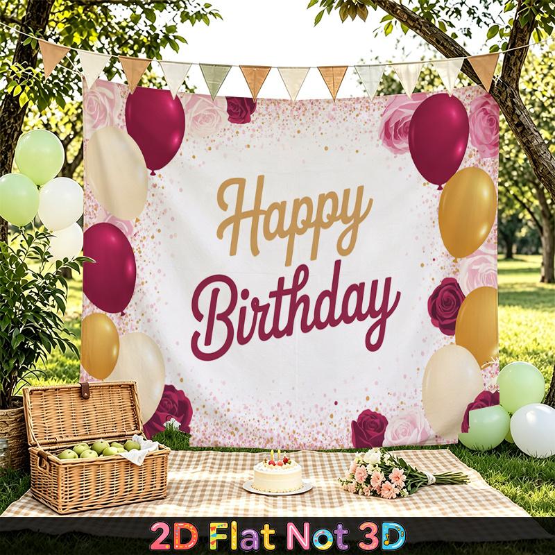 Party Backdrop Happy Birthday Birthday Wedding Floral Balloon Photo Booth Background Front Door Decor