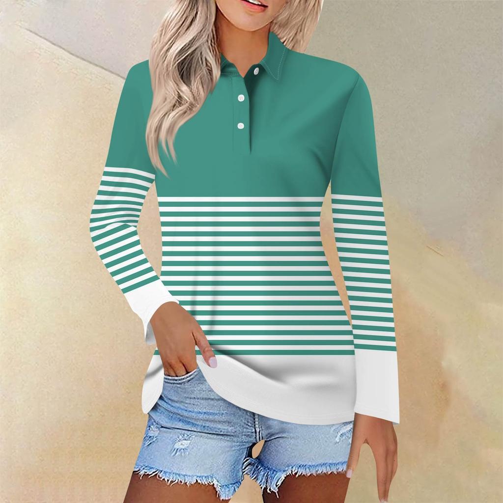 Women's Fashion Casual Lapel Short Long Sleeve Print Shirt Women's Button Up Tops