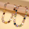 Vintage Diamond-encrusted Geometric Square Splicing Sweater Chain Court Style Heavy Industry Exquisite Necklace