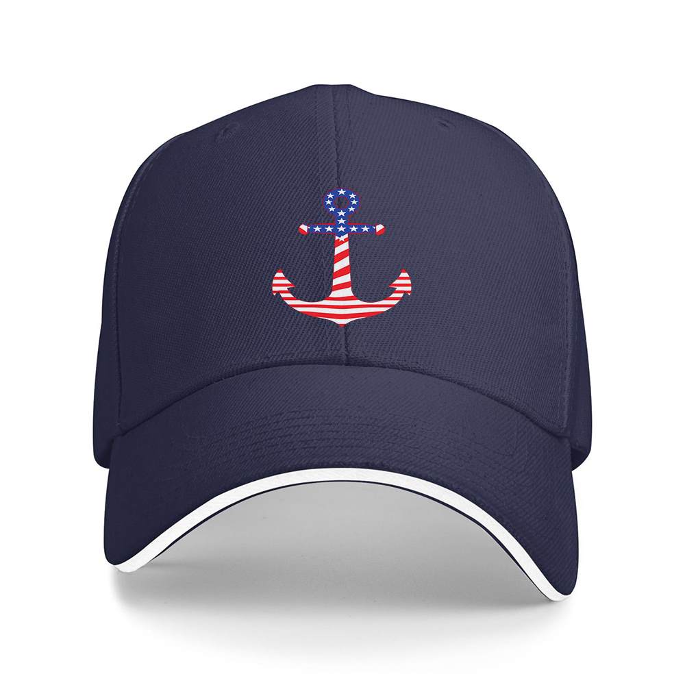 American Flag Anchor Baseball Cap Polyester Adjustable Unisex Casual Sporty Cap