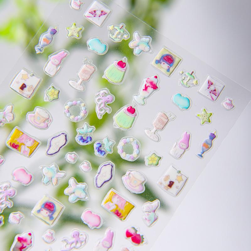 Cyansea 5D Embossed Cartoon Candy Nail Art 3D Decals
