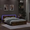 VidaXL Bed Frame with Headboard and LED Smoked Oak 150x200 Cm 3207606