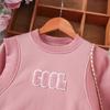 New Girls Autumn and Winter Fake Two-piece Sweatshirt Plaid Skirt Suit