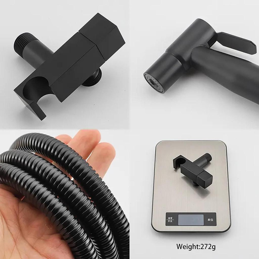 ULA Schwarzer tragbarer Bidet-Sprüher-Wasserhahn aus Messing für die Toilette, nur Bidet-Wasserhahn für kaltes Wasser im Badezimmer, kaltes Shattaf-Ventil, hygienische Dusche