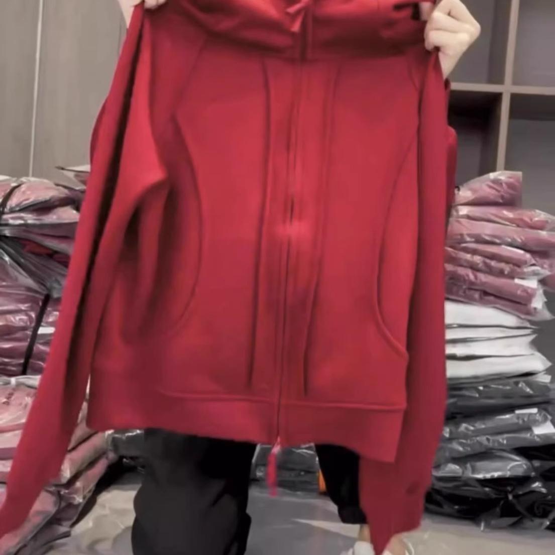 

Плюс Размер Осенний Однотонный Кардиган С Капюшоном Толстовка Свободная Куртка XL красный