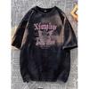 Washed Cotton Butterfly Print T-Shirt Retro Mystic Butterfly Graphic Tee Casual Loose Short Sleeve