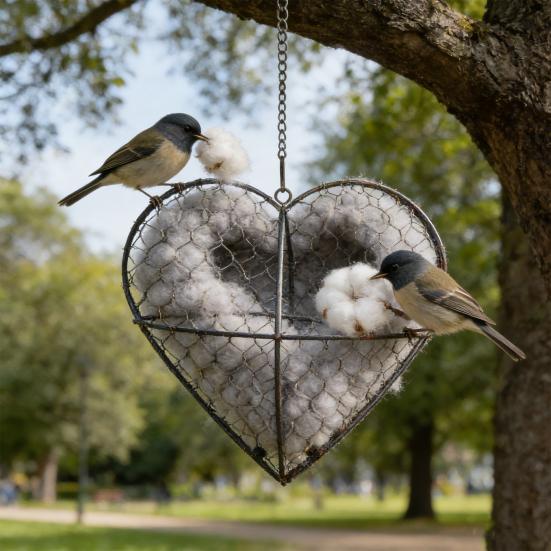 Bird Nesting House Metal Heart Birds Nesting Material Holder Hummingbird Nester Outdoor Bird Nest Box for Wild Birds To Collect Nesting Fibers