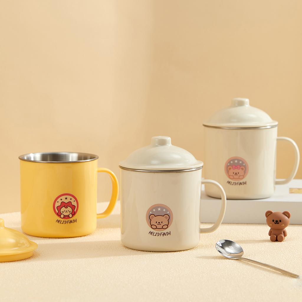 Cute Pattern Water Cup For Kid 304 Stainless Steel Tumbler Durable Drinking Mug With Lid 410ML Detachable Coffee Mug