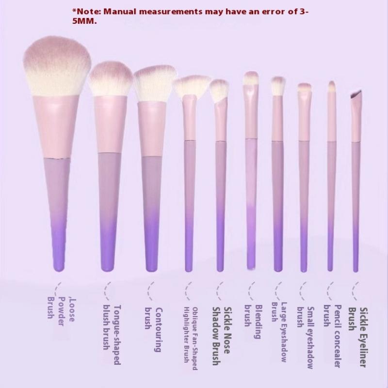 10 Pcs Purple Makeup Brush Set, Loose Powder Brush, Eye Shadow Brush, Full Set Of Beauty Tools Concealer Brush