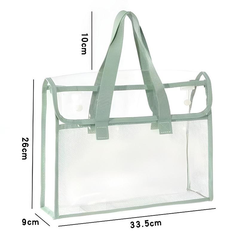 1 Large Capacity Portable Transparent Waterproof Handheld Folder, Expandable File Storage Bag, Pvc Self-Adhesive File Bag