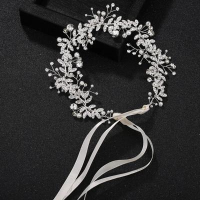 Blumenstirnband mit Schleife, Haarband für die Braut, Hochzeit, Haarschmuck, Perlenkopf, Blumenstirnbänder, Kopfbedeckungen für Frauen