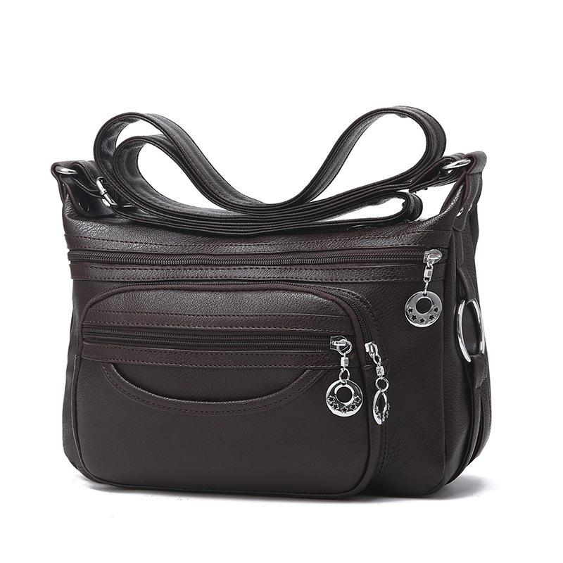 Middle Aged and Elderly Women's Bag, Mother's Bag, Soft Leather Casual Shoulder Bag, Diagonal Cross Bag, Textured Large Capacity Bag