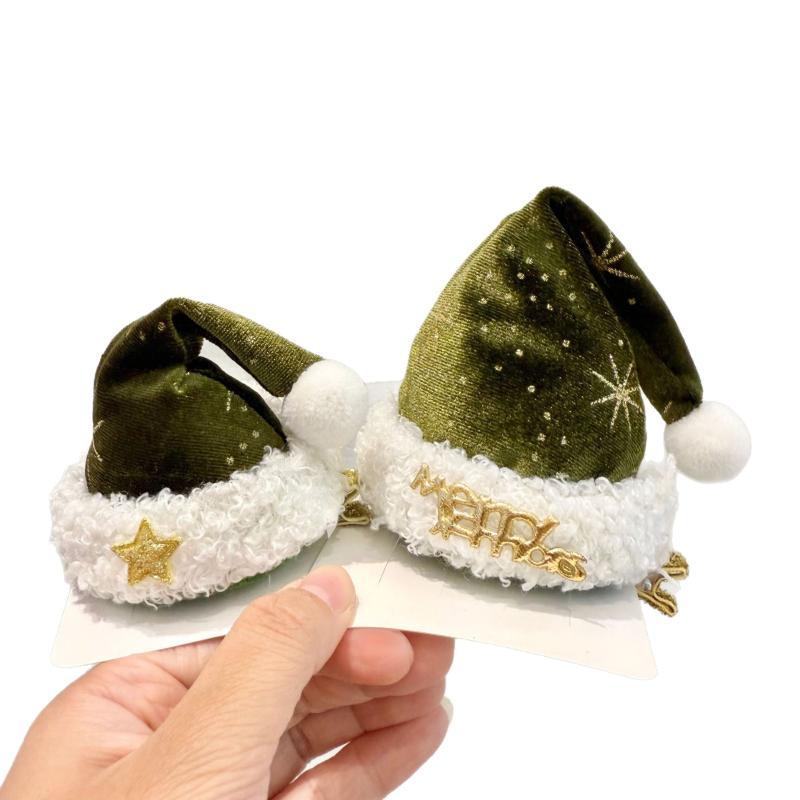 Christmas Santa Hat Hair Clips Mini Red Green Xmas Hairpins Festive Holiday Hair Accessories For Girls Christmas Party