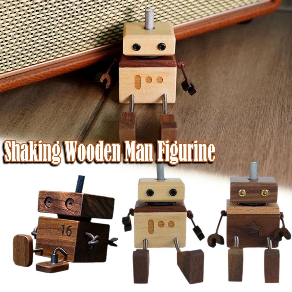 Cartoon Robot Diffuser Partable Shaking Feet Wooden Doll Wood Shake Car Ornament  Car Accessories