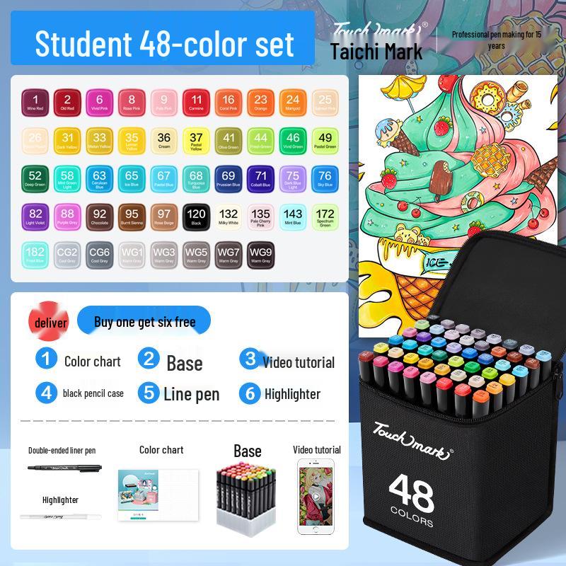 Dual-Tip Art Marker Set - 120 Colors, Hard Tip, Oil-Based for Students