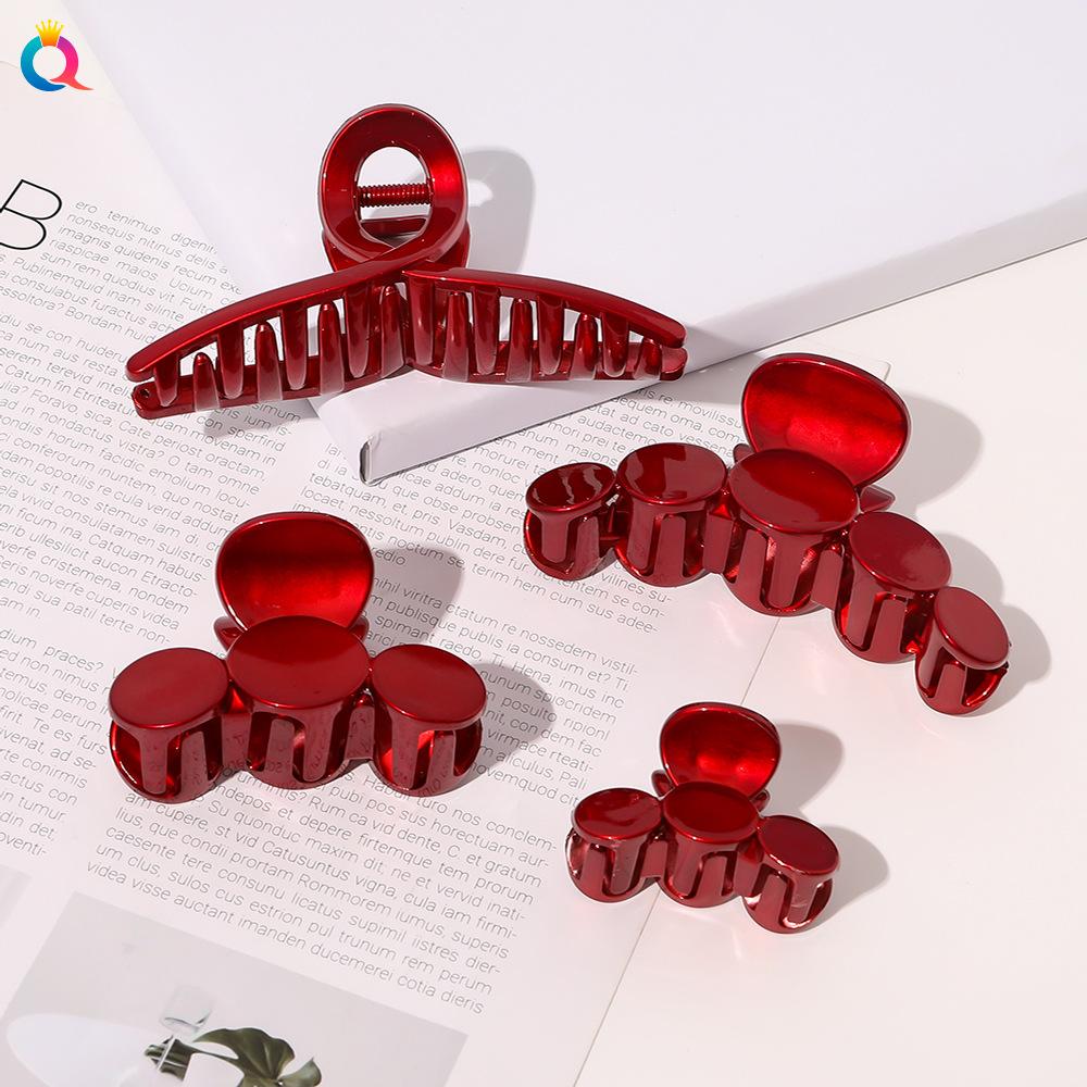 Korean Acrylic Red Geometric Hair Claw for Women Fashion Small Large Square Hair Crabs Clip Clamps Girls Hair Accessories