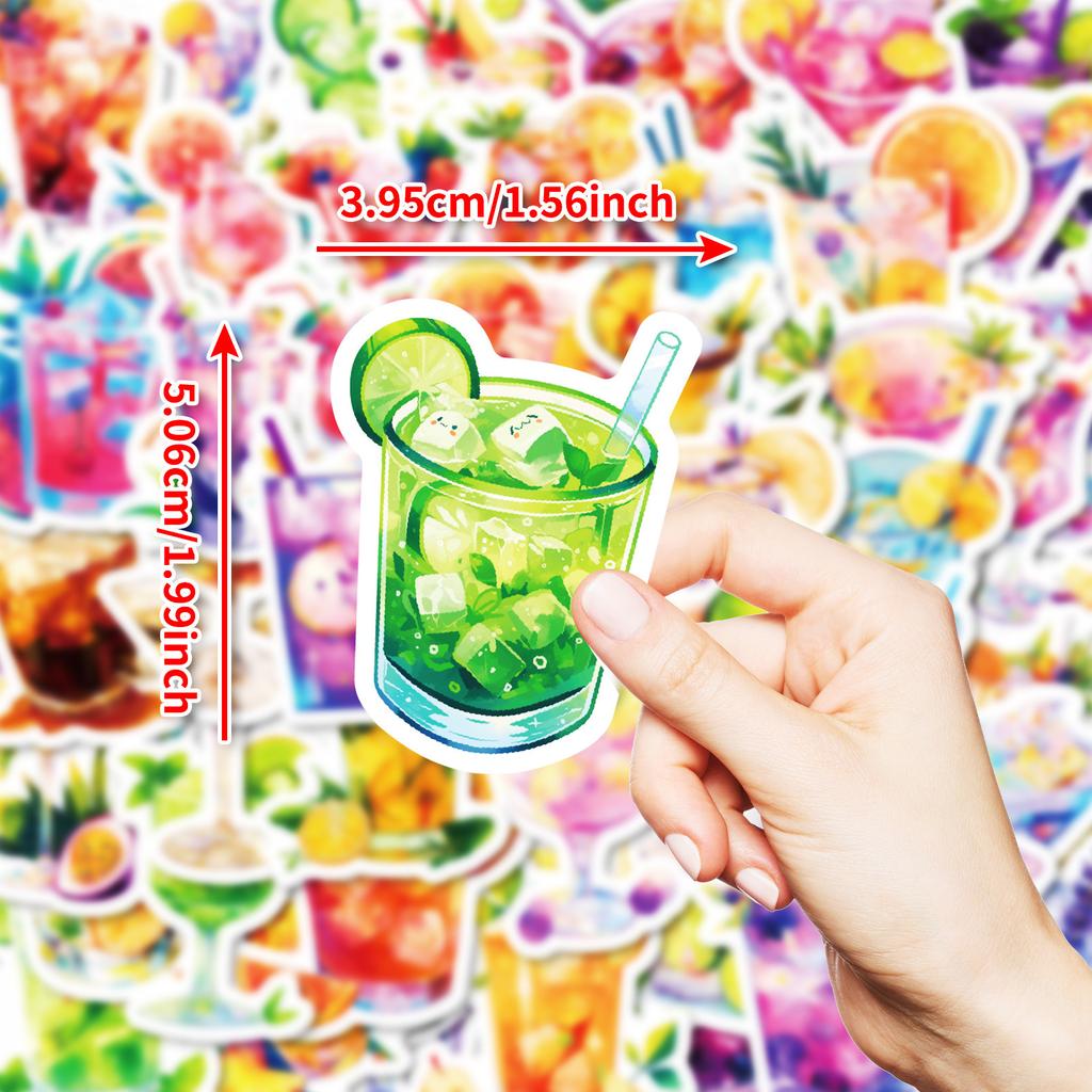 50 Beautiful Watercolor Series Various Cocktail Drinks Graffiti Stickers Waterproof Stickers