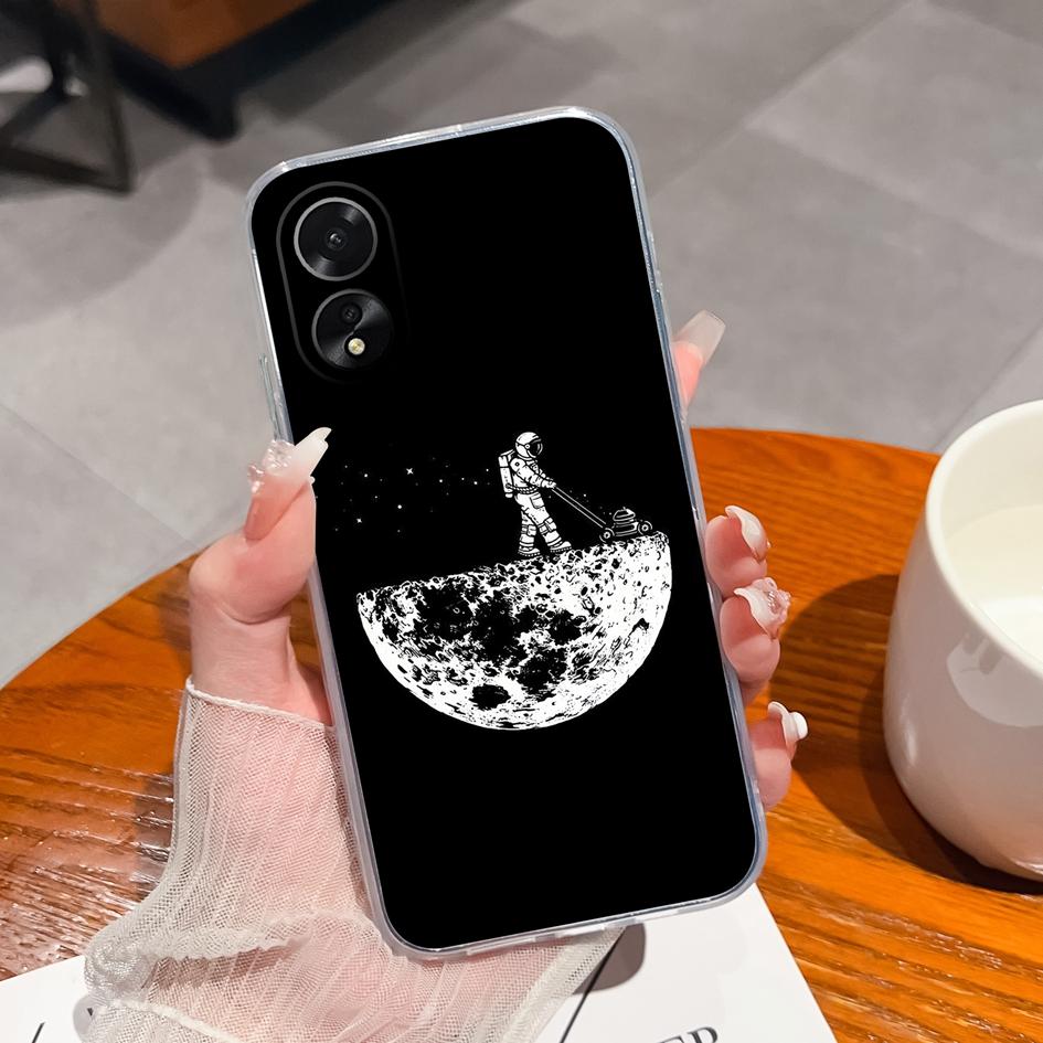 Dla OPPO Reno10 Pro A38 A79 A98 Realme 10 11 Narzo N53 Case śliczne moda astronauta dziewczyna przezroczysty miękki silikon TPU matowe etui na zderzak OPPO