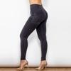 Shascullfites Blugi cu talie super înaltă pentru femei Melody Wear Slim Fit Blugi negri High Street Push Up Jeggings