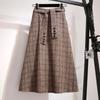 Gonna Scozzese di Lana da Donna Vintage a Vita Alta Autunno Inverno Gonna Donna con Cintura A-Line Gonne Lunghe Signore