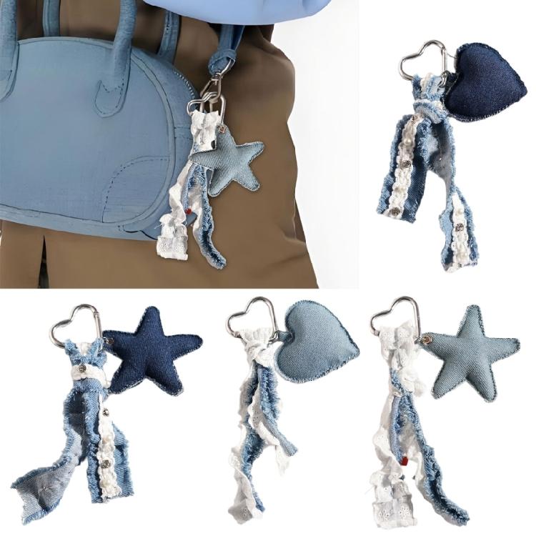 Denims Starfish Keychain Handmade For Keys Bags Fashion Accessory Portable Gift