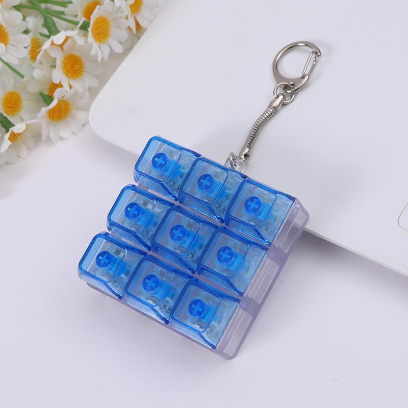 Fidget Keyboard Keychain Transparent Clickable Buttons Mini Stress Relief Fidget Toy for Students Birthday Party Gifts