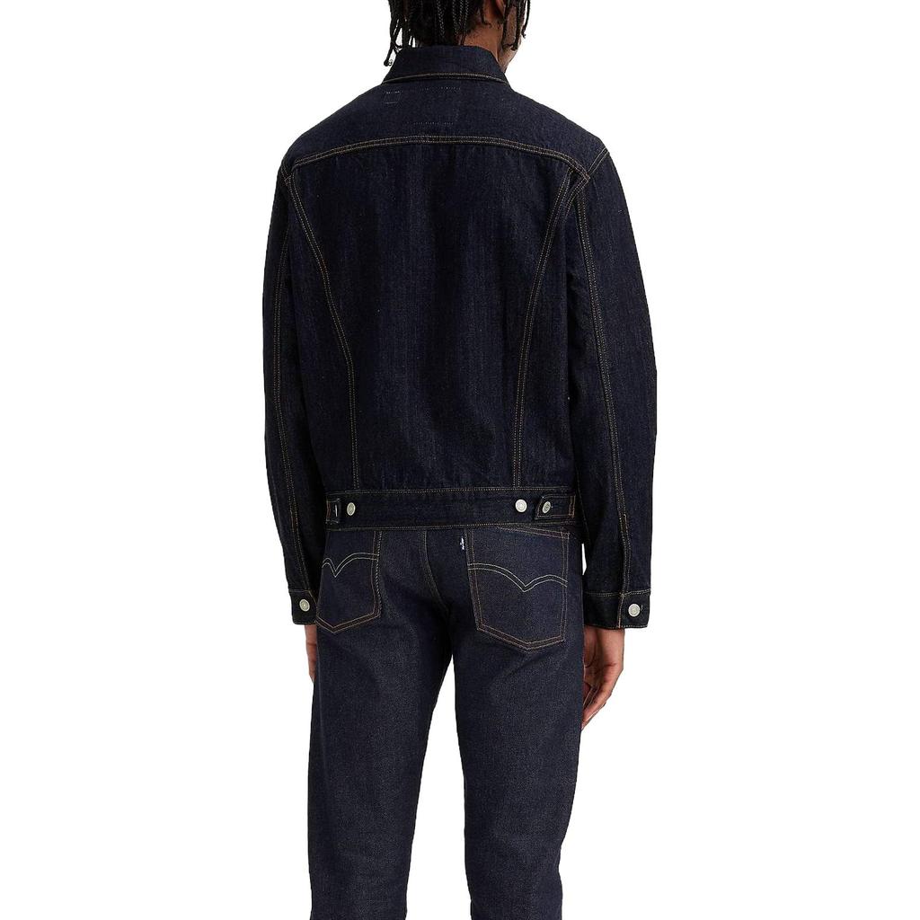 Levis Solid Color Square Neck Single Breasted Long Sleeve Jacket Men Jackets Dark-Blue A5883-0000