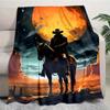 Western cowboythemed pattern Flannel printed blanket suitable for all seasons suitable for living room office sofa and travel