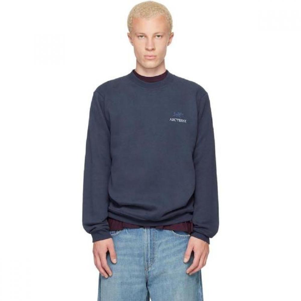 Arcteryx Men S Navy Emblem Fleece Crewneck SweatShirt 261340m20400 XS