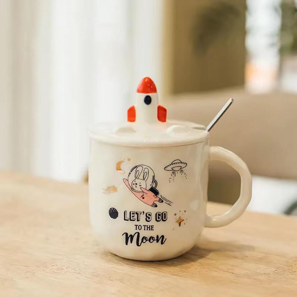 

Керамическая кружка Rocket Star с крышкой, ложкой, кофейные чашки, рождественские кружки, бесплатная доставка, чашка для кофе, чая, посуды для питья, керамики и гончарных изделий 301-400ml