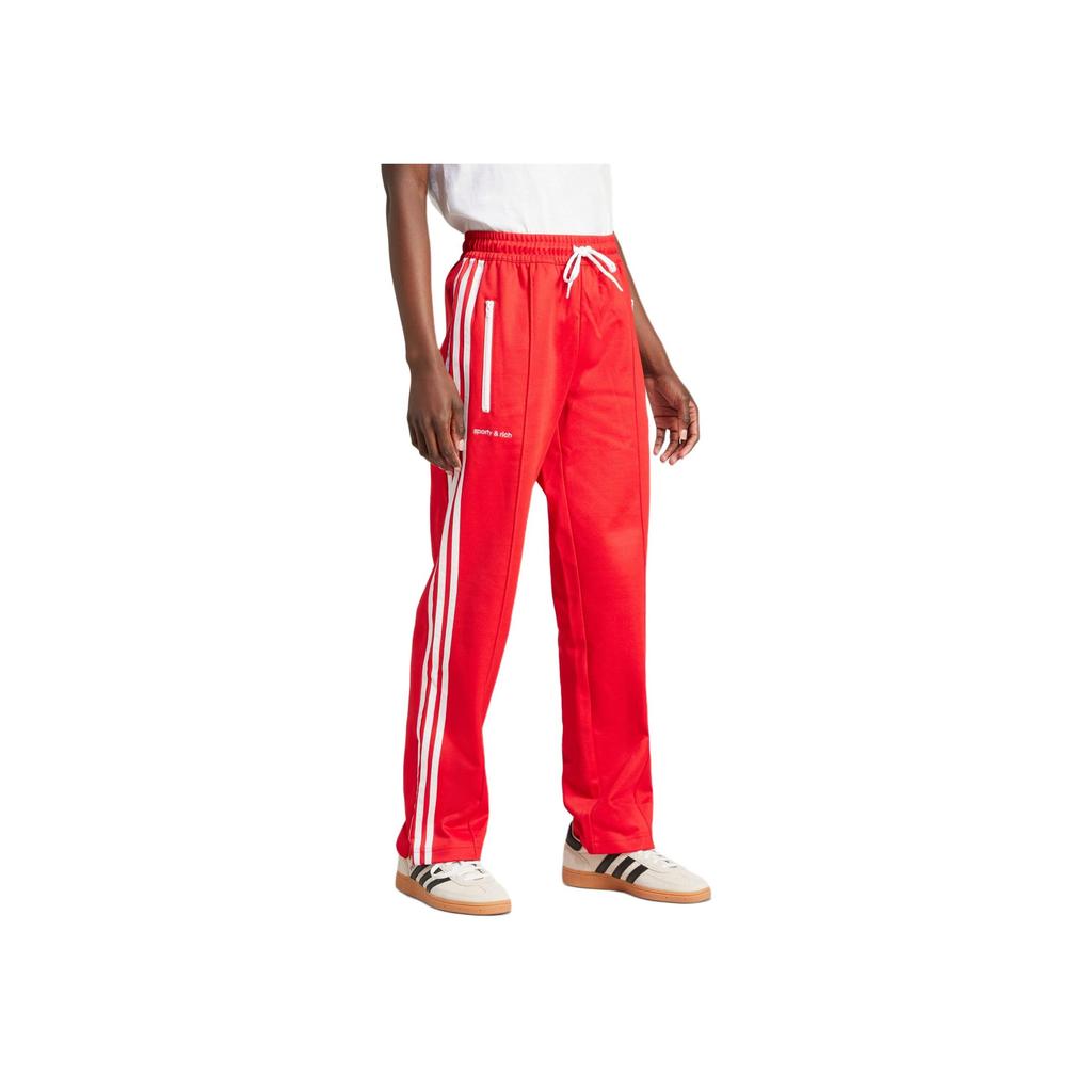Adidas Originals Sporty & Rich Collaboration SS24 Comfortable Fashion Loose Retro Sports Long Pants Striped Drawstring Straight Casual Pants JD3767