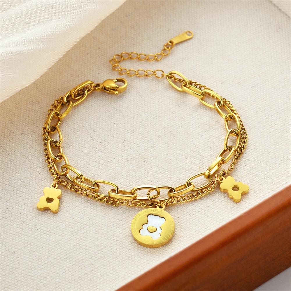 Korean Titanium Steel Four-Leaf Clover Bracelet - Women's Fashion, Versatile & Non-Fading Jewelry