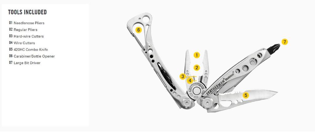 Leatherman YL830921 Skeletool Multifunktionswerkzeug 7 Funktionen (7454)