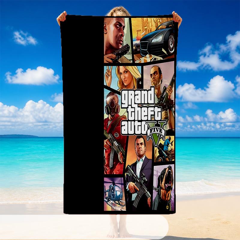 Asciugamano da Spiaggia ad Asciugatura Rapida con Fantasia Grand Theft Auto, Asciugamano Leggero Assorbente per Piscina, Spiaggia, Vacanze