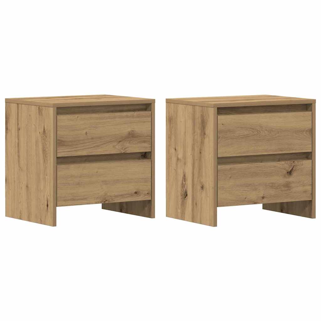 Nightstand Set (2 Pcs) Artisan Oak Finish 45 X 34 X 44.5 Cm Engineered Wood