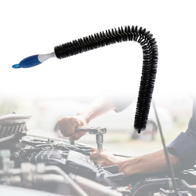 Automobile Flexible Long Reach Extended Engine Oil Dirt Washing Bristle Wheel Brush Long Handle Auto Car Detailing Tool