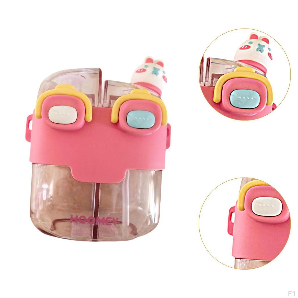 Cute Water Bottle Double Drinking Compartments 780ml Funny Cup with and Strap