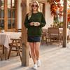 Trendiges lockeres Sweatshirt für Damen - Pullover mit Farbe, Rückenfalten und Taschen