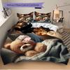 3-teiliges Anime-Teddybär-Bettwäscheset - Enthält einen Bettbezug und zwei Kissenbezüge (Kein Kern) - Perfekt für Schlafzimmer- und Gästezimmerdekoration,
