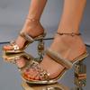 Women High Heel Sandals Summer Fashion Shoes Transparent Belt Metal Decoration Shoes Luxury Elegant High Heels Wearing Sandals