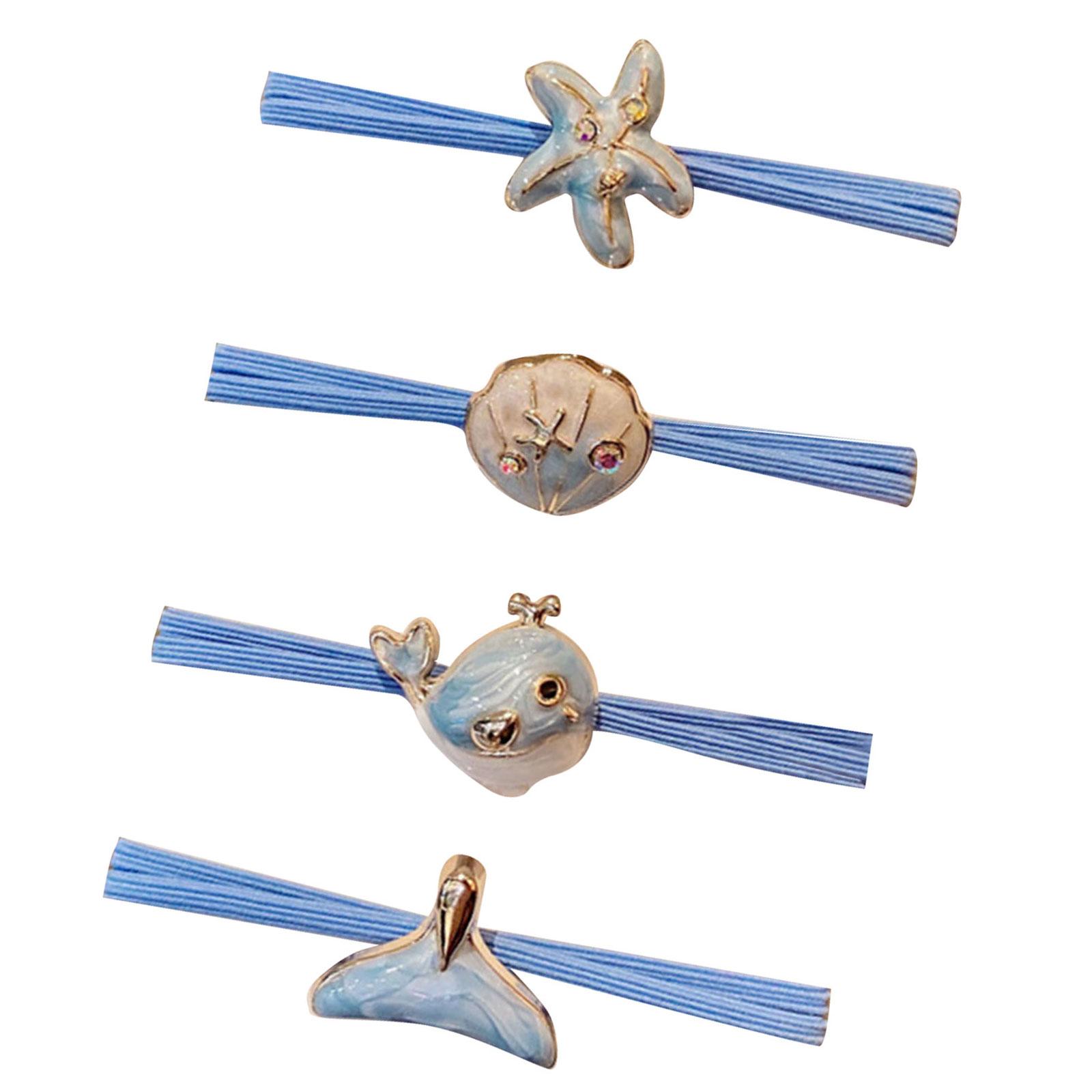 

4PCS Stretchy Whale Hair Ties Comfortable Elastic Bands for Girls Hair Types Kids Girls Women No Slip Hair Accessories 1