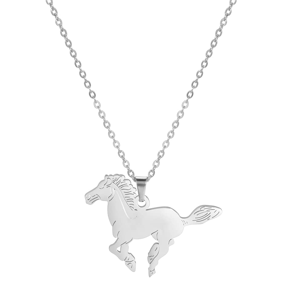 Dreamtimes Horse Necklaces Horse Pendant Necklace Stainless Steel Necklace Horse Chain Fashion Jewelry Women Christmas Gift