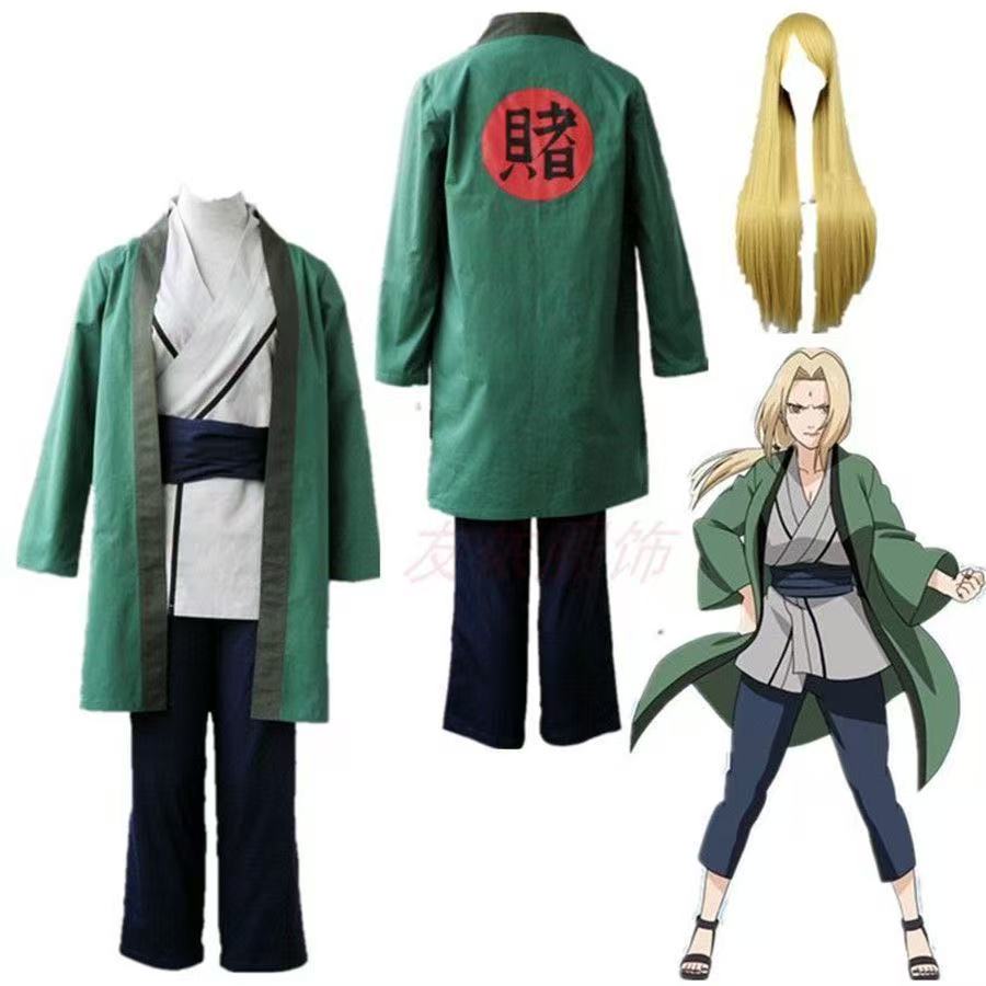 Naruto Shippuden Tsunade Cosplay Uniform, Female Fifth Hokage Konoha Ninja Role Play Costume for Anime Party