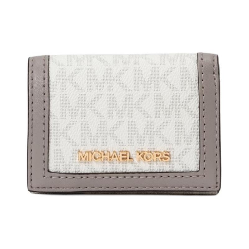 MICHAEL KORS Jet Set Travel Logo Snap Closure Coated Canvas Wallet Extra Small Women s Glossy White белый
