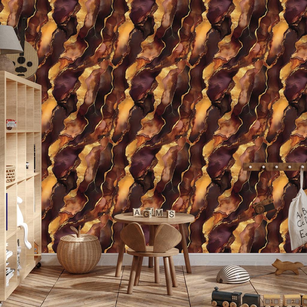 Ink Wallpaper Burgundy, Orange and Rust for Living Room and Bedroom 50x1000