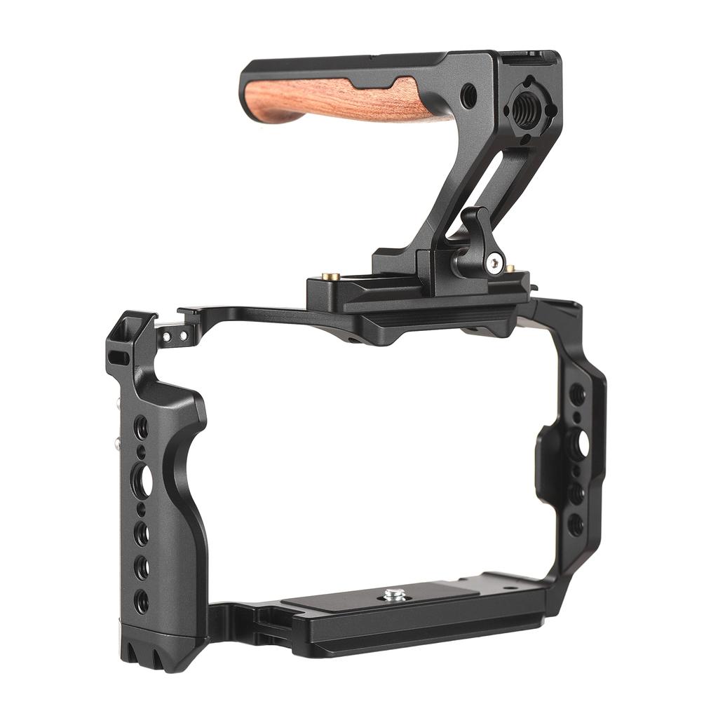 Camera Cage for A7CII A7C2 A7CR A7CM2 Aluminum Alloy Video Cage with Top Handle Dual Cold Shoe Mount 1/4 & 3/8 Thrds Plate for Low Angle Dynamic Rec