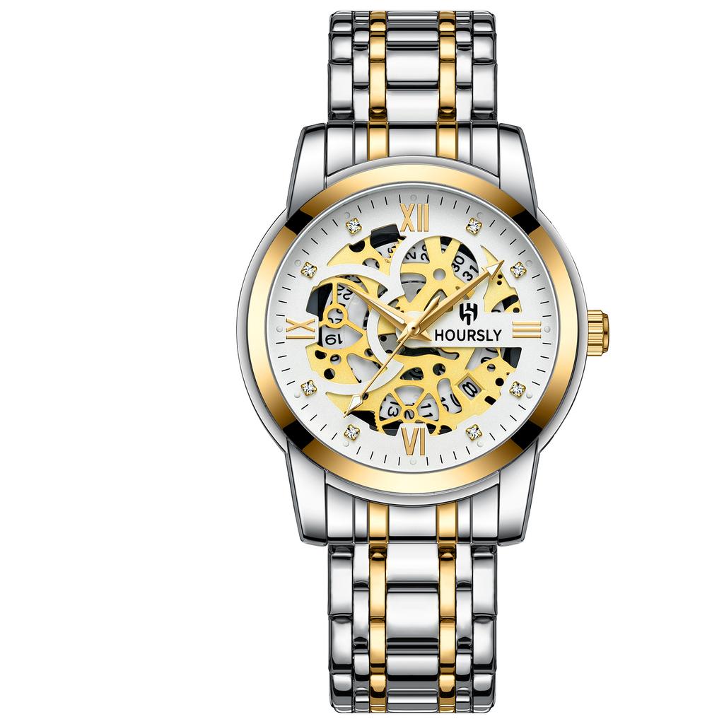 New Business Leisure Men's Quartz Watch Fashionable and Trendy Lifestyle Waterproof Night Light Diamond Inlaid Quartz Watch